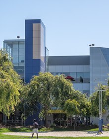 Buildings and lawns on the Mountain View campus