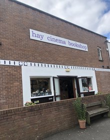The Hay Cinema Bookshop, door open to the shelves