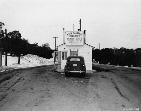 The Los Alamos Project main gate, 1943