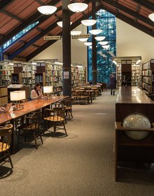 The reading room under its timber roof