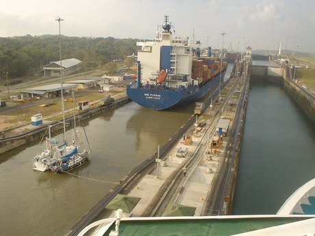 A ship in the locks