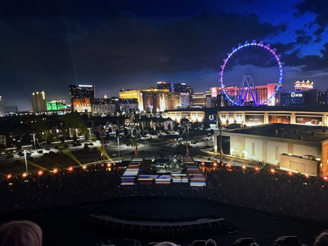 The Strip at night from above
