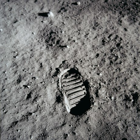 Aldrin's bootprint in the lunar soil