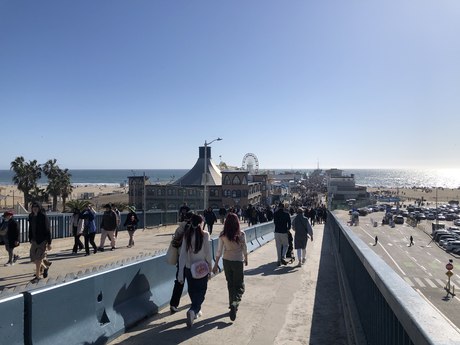 The walk out to the pier, the Hippodrome and the Ferris wheel ahead