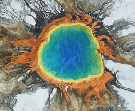 The Grand Prismatic Spring from the air