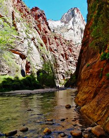The river between the canyon walls